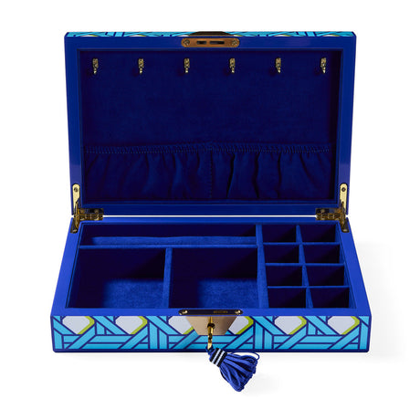 Blue Lacquer Jewelry Box | Jonathan Adler Basketweave | Oroa.com