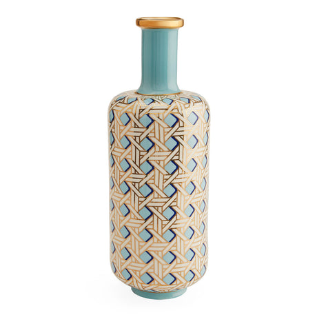 Porcelain Turquoise Bottle Vase | Jonathan Adler Basketweave | Oroa.com