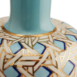 Porcelain Turquoise Bottle Vase | Jonathan Adler Basketweave | Oroa.com