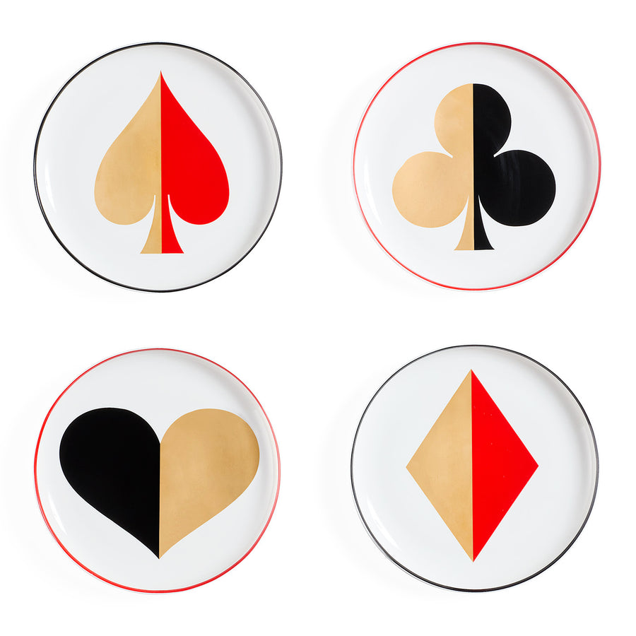Card Motif Porcelain Plate Set (4) | Jonathan Adler Dealer's Choice) | Oroa.com