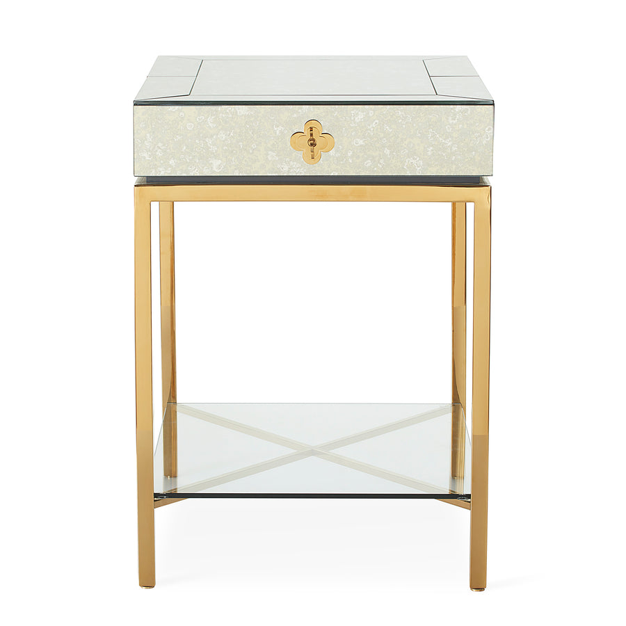 Antiqued Mirror 1-Drawer Side Table | Jonathan Adler Delphine | Oroa.com