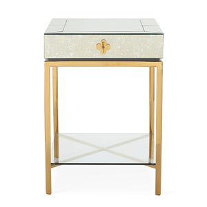 Antiqued Mirror 1-Drawer Side Table | Jonathan Adler Delphine | Oroa.com
