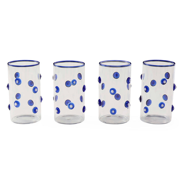 Blue Dotted Glassware Set (4) | Jonathan Adler Dottie Highball | Oroa.com