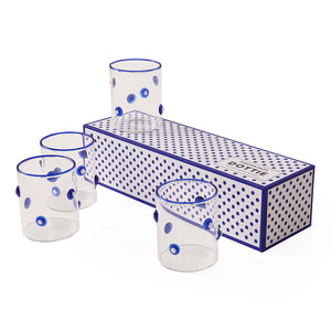 Blue Rimmed Glassware Set (4) | Jonathan Adler Dottie Rocks | Oroa.com
