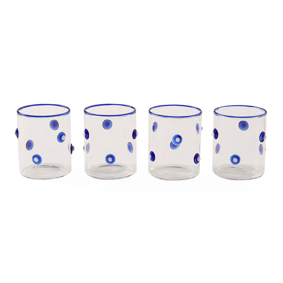 Blue Rimmed Glassware Set (4) | Jonathan Adler Dottie Rocks | Oroa.com