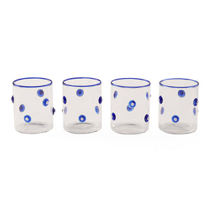 Blue Rimmed Glassware Set (4) | Jonathan Adler Dottie Rocks | Oroa.com