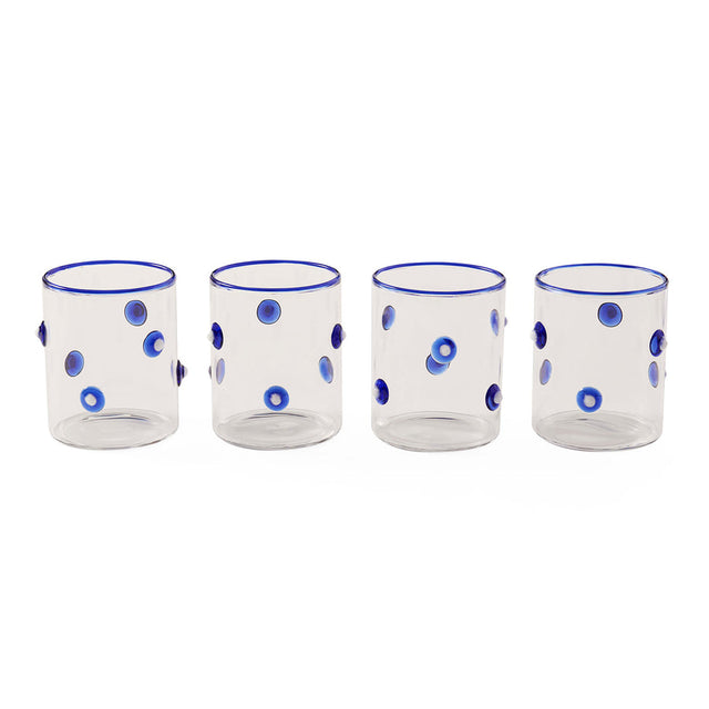 Blue Rimmed Glassware Set (4) | Jonathan Adler Dottie Rocks | Oroa.com