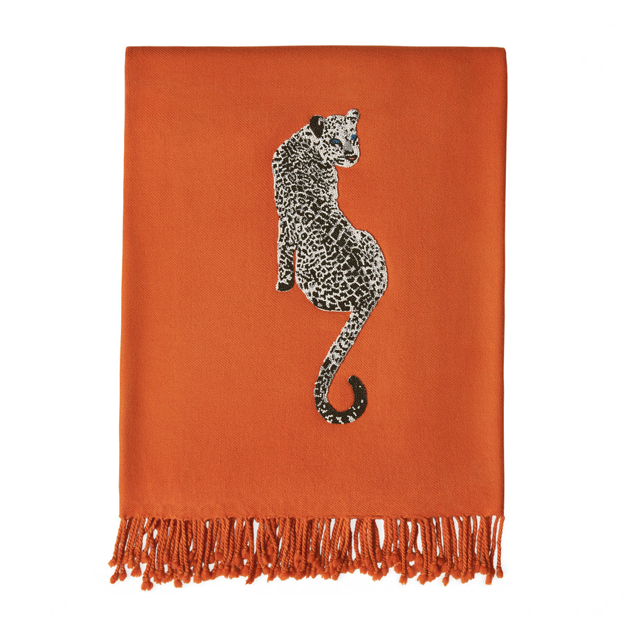 Bead Embroidered Orange Throw | Jonathan Adler Leopard | Oroa.com