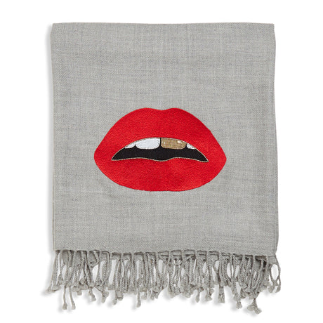 Embellished Merino Wool Throw | Jonathan Adler Lips | Oroa.com