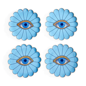 Light Blue Petal Plate Set (4) | Jonathan Adler Fleur Canapé | Oroa.com