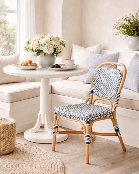 Modern European furniture - Blue White Weaving Bistro Chair - www.oroa.com