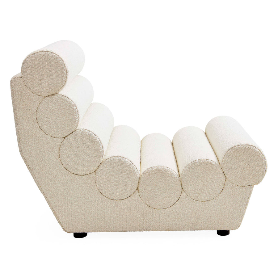 White Bouclé Channeled Slipper Chair | Jonathan Adler Futura | Oroa.com