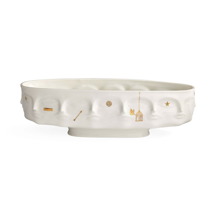 White Porcelain Gilded Long Bowl | Jonathan Adler Dora Maar | Oroa.com
