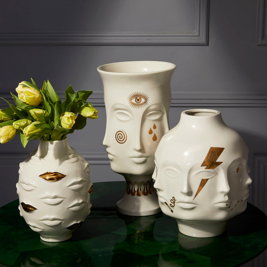 Gilded Porcelain Face Vase L | Jonathan Adler Dora Maar | Oroa.com