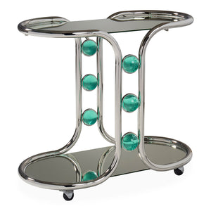 Polished Nickel Bar Cart | Jonathan Adler Globo | Oroa.com