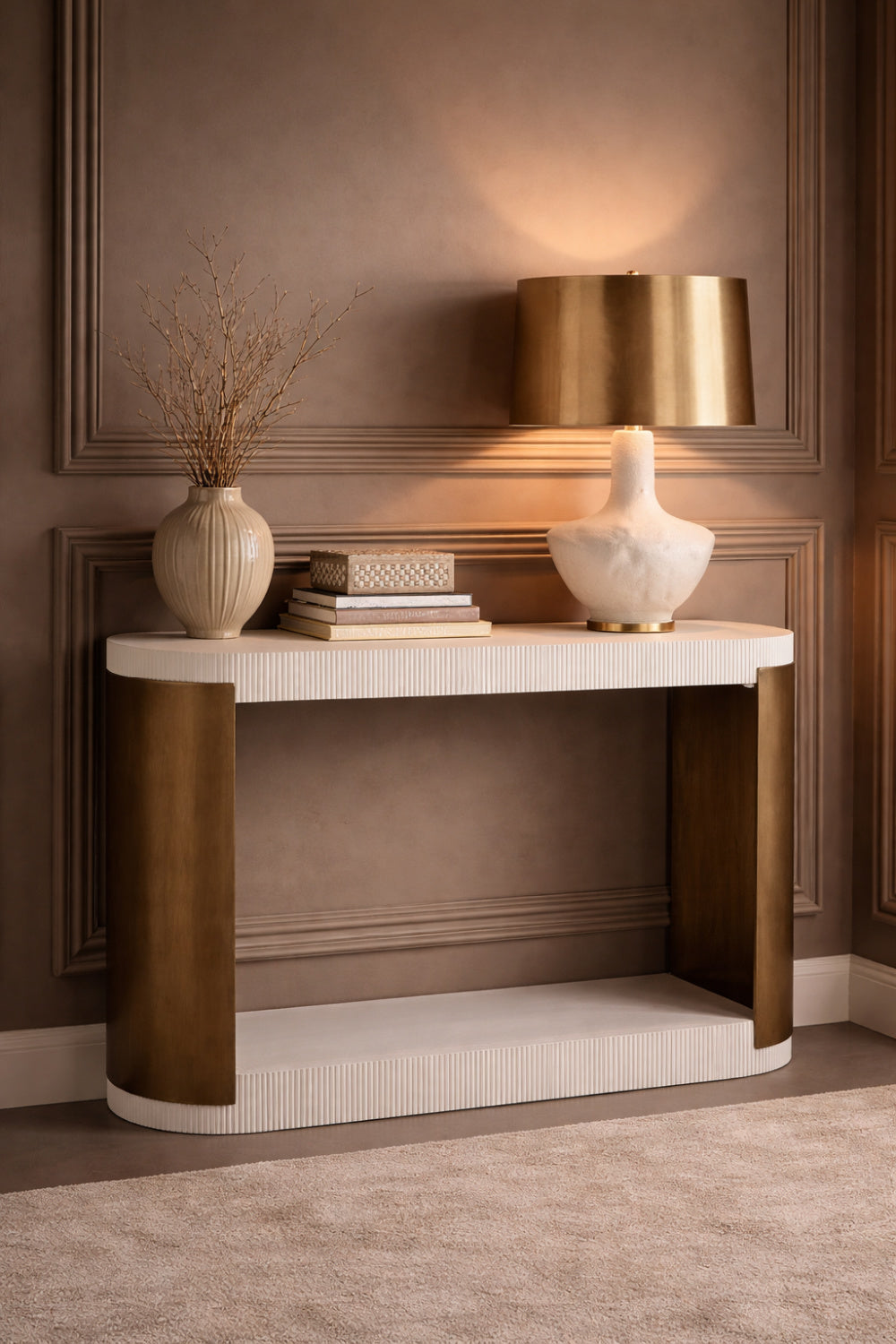 Modern European furniture - White Concrete Console Table - www.oroa.com