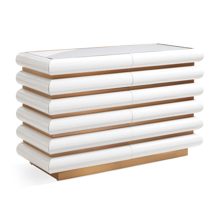 Ivory Glass 6-Drawer Dresser | Jonathan Adler Kiki | Oroa.com