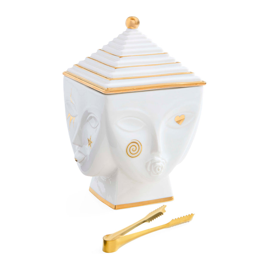 Porcelain Face Sculpture Ice Bucket | Jonathan Adler Masquerade | Oroa.com