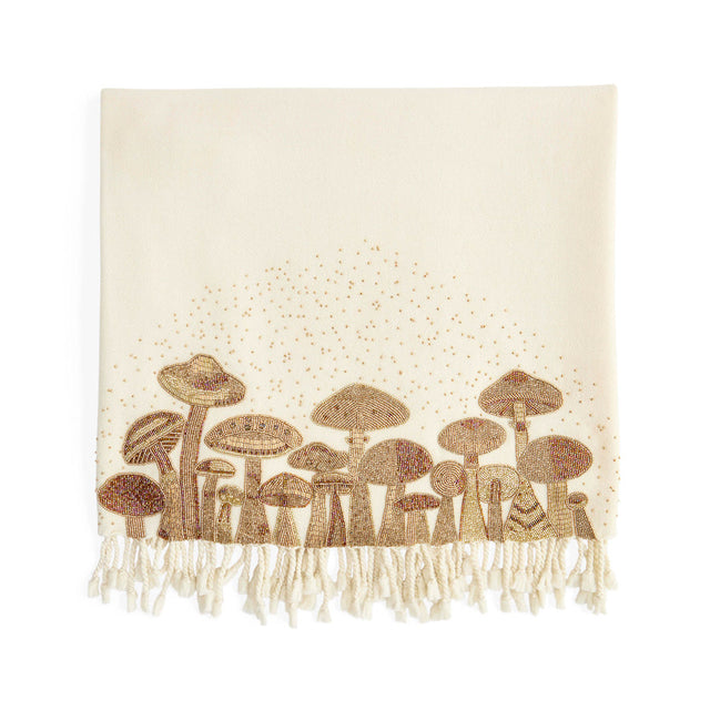 Gold Beads Embroidered Throw | Jonathan Adler Mushrooms | Oroa.com