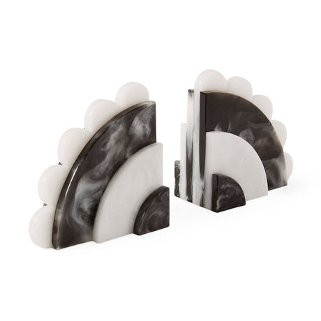 Scalloped Black & White Bookends | Jonathan Adler Mustique | Oroa.com