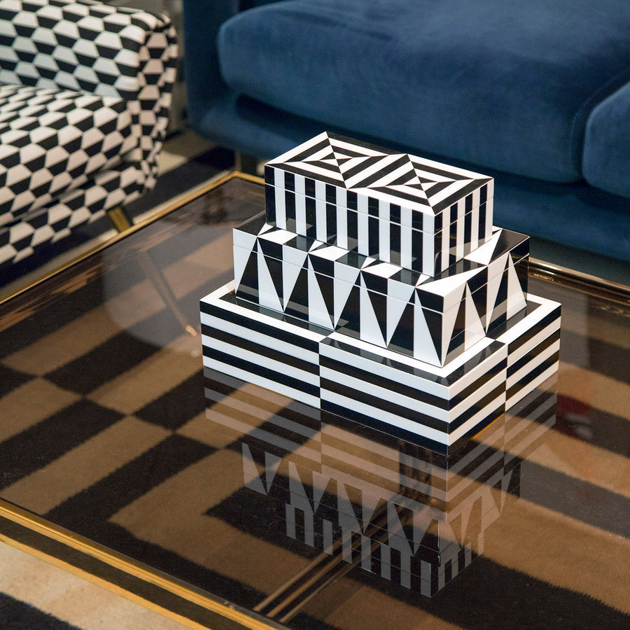 Black & White Lacquer Box S | Jonathan Adler Op Art | Oroa.com