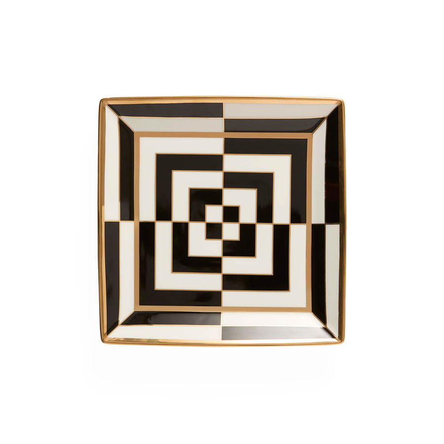 Gilded Porcelain Square Serving Tray | Jonathan Adler Op Art | Oroa.com