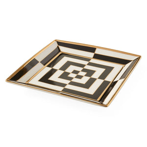 Gilded Porcelain Square Serving Tray | Jonathan Adler Op Art | Oroa.com