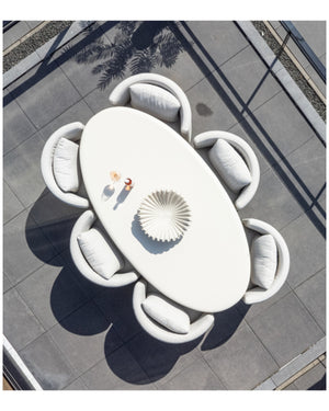 white outdoor oval dining table - www.oroa.com