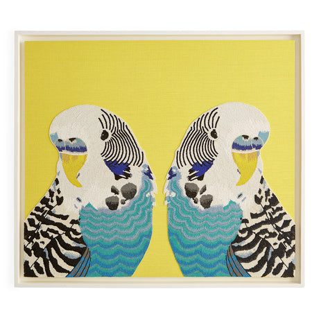 Yellow Linen Bird Beaded Art | Jonathan Adler Parakeet | Oroa.com