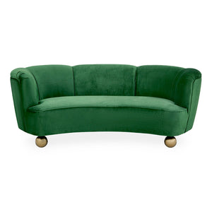 Brass Orb Feet Curved Sofa | Jonathan Adler Parker | Oroa.com
