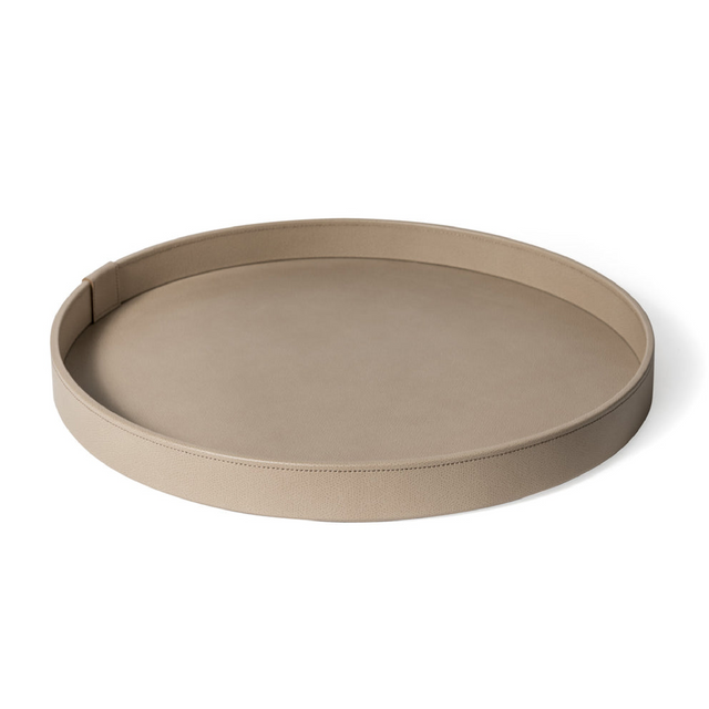 Calfskin Leather Round Tray | Pinetti Gea | OROA.com