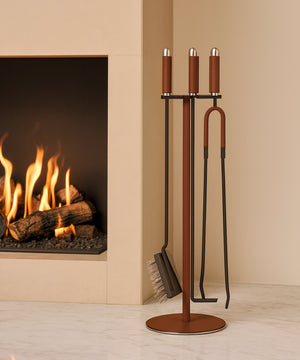 fireplace tool set - leather - pinetti - www.oroa.com
