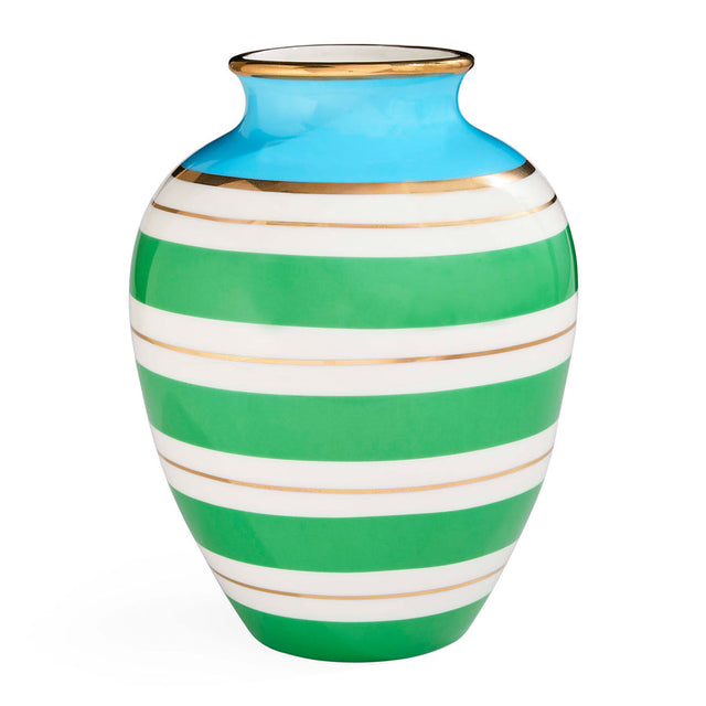 Green Stripes Porcelain Urn | Jonathan Adler Portofino | Oroa.com