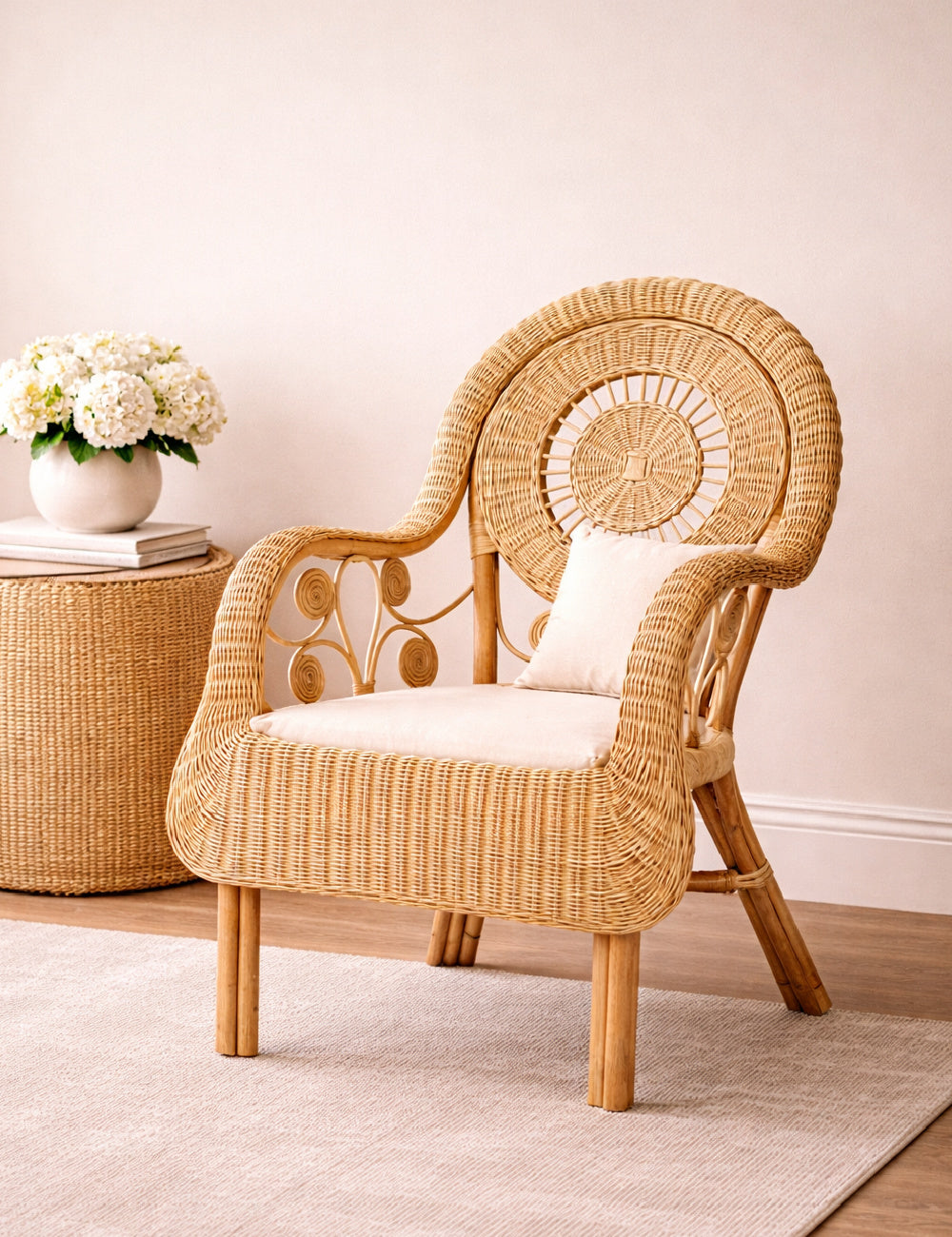Modern European furniture - Curled Rattan Detail Accent Chair - www.oroa.com