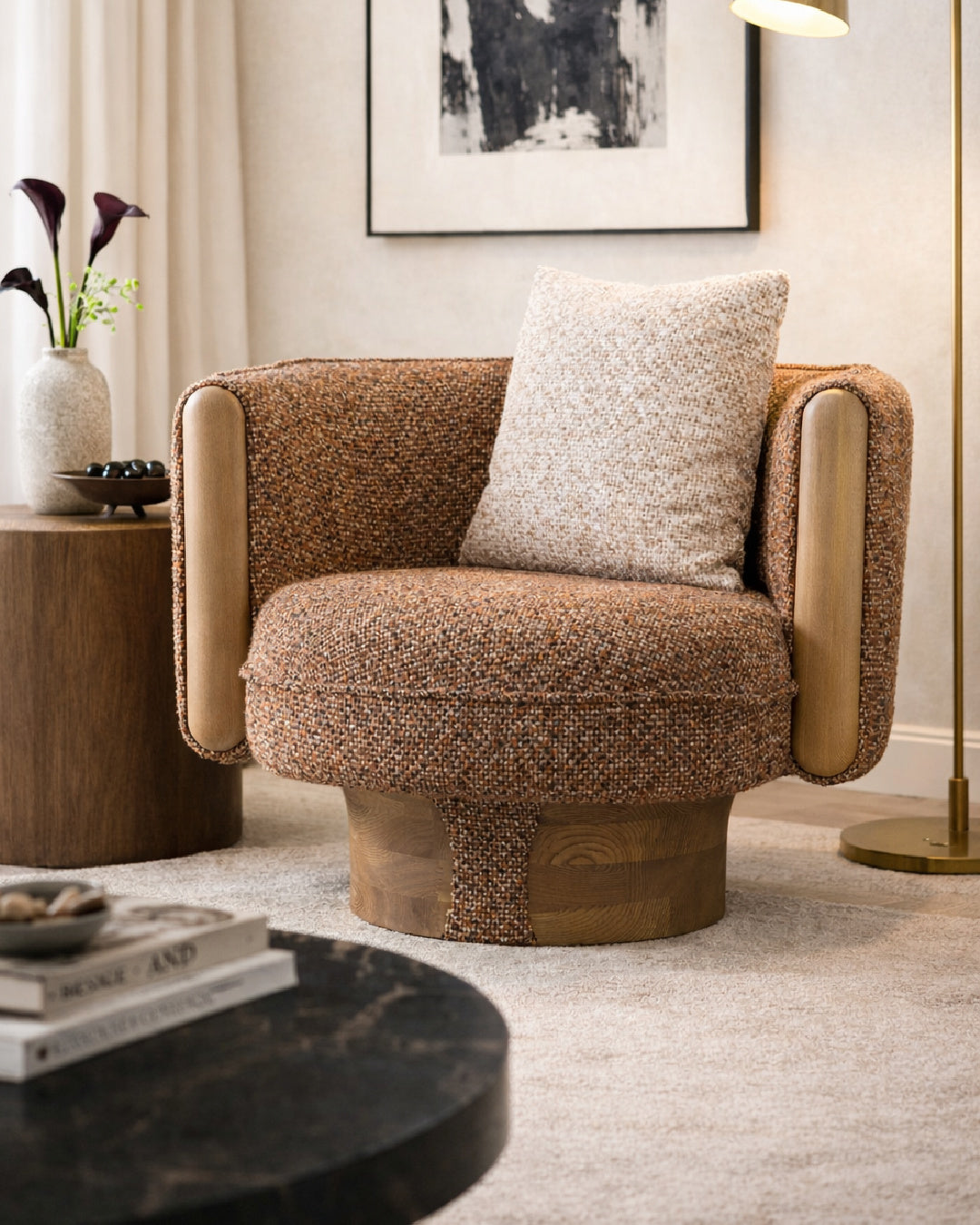 textured brown red arm chair - www.oroa.com