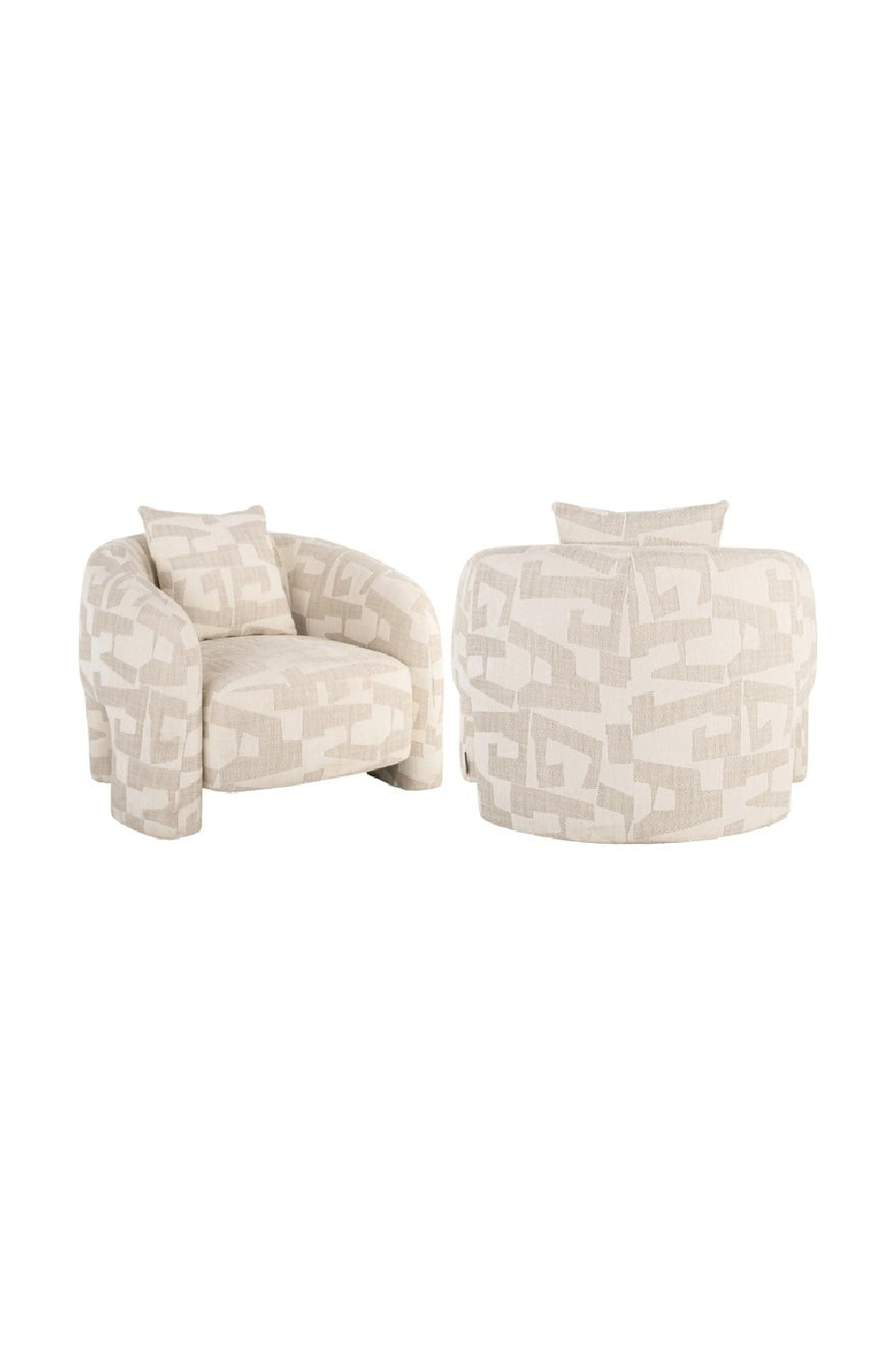   Beige Abstract Print Lounge Chair | Oroa.com