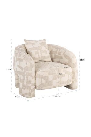   Beige Abstract Print Lounge Chair | Oroa.com