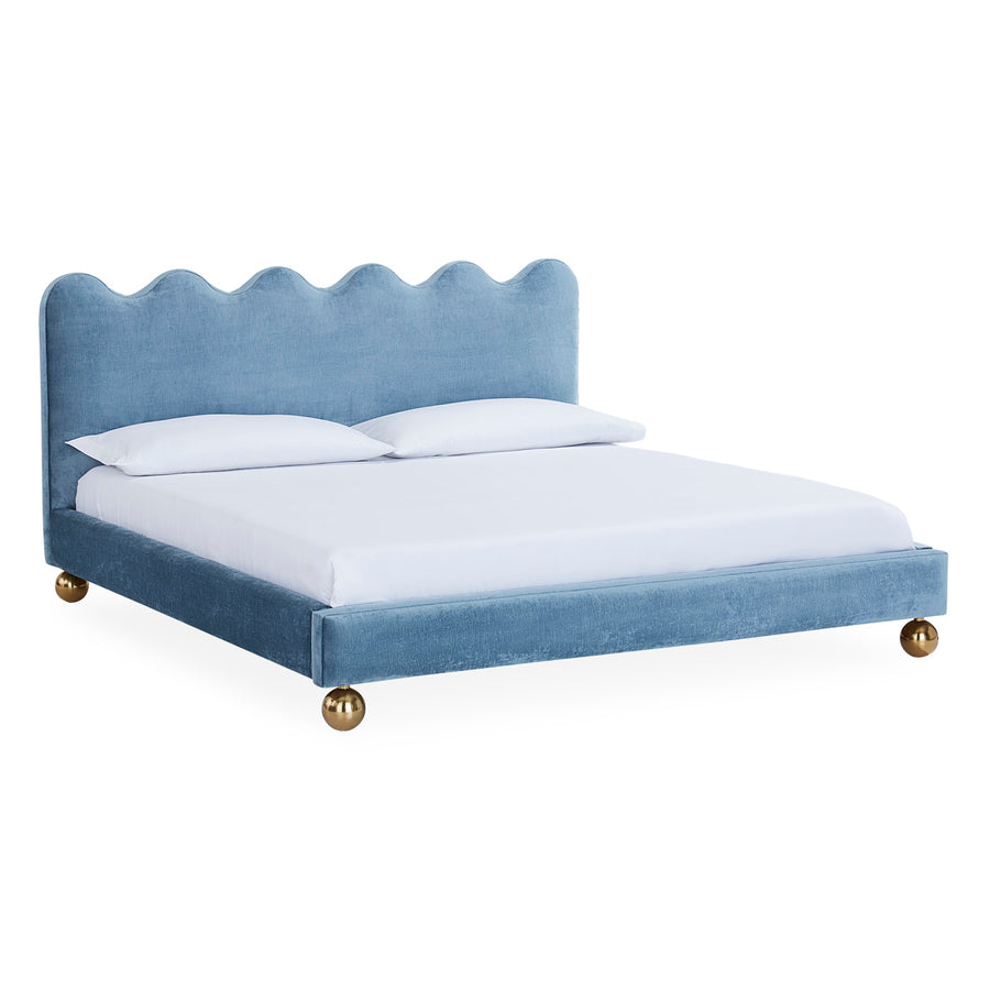 Blue Velvet Queen Bed | Jonathan Adler Ripple | Oroa.com