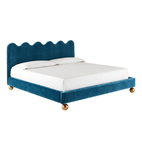 Blue Velvet Queen Bed | Jonathan Adler Ripple | Oroa.com