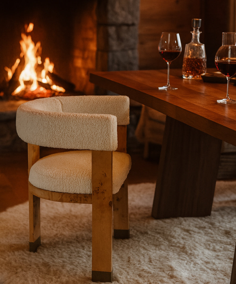 Wooden chair with beige cushion. www.oroa.com