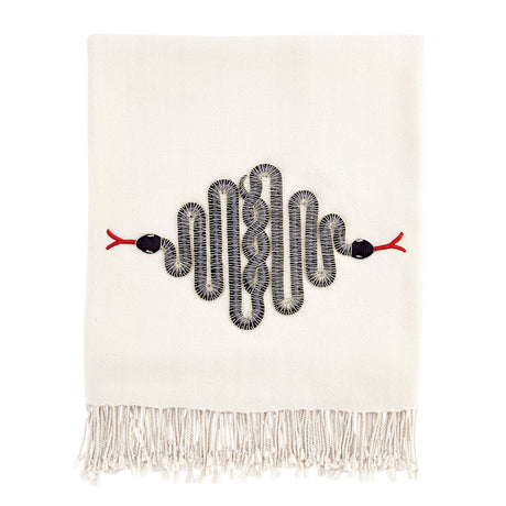 Black Beaded Wool Throw | Jonathan Adler Snake | Oroa.com