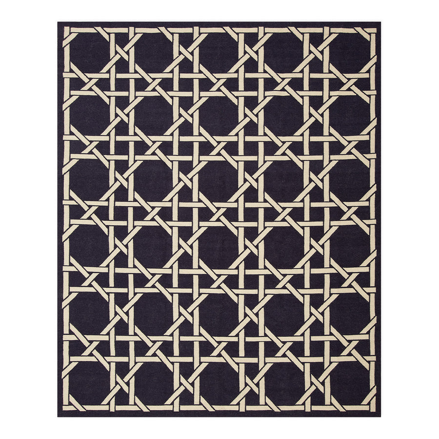 Basketweave Pattern Wool Rug | Jonathan Adler Southampton