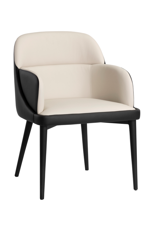 Modern European furniture - Cream and Black Leather Dining Chair - www.oroa.com
