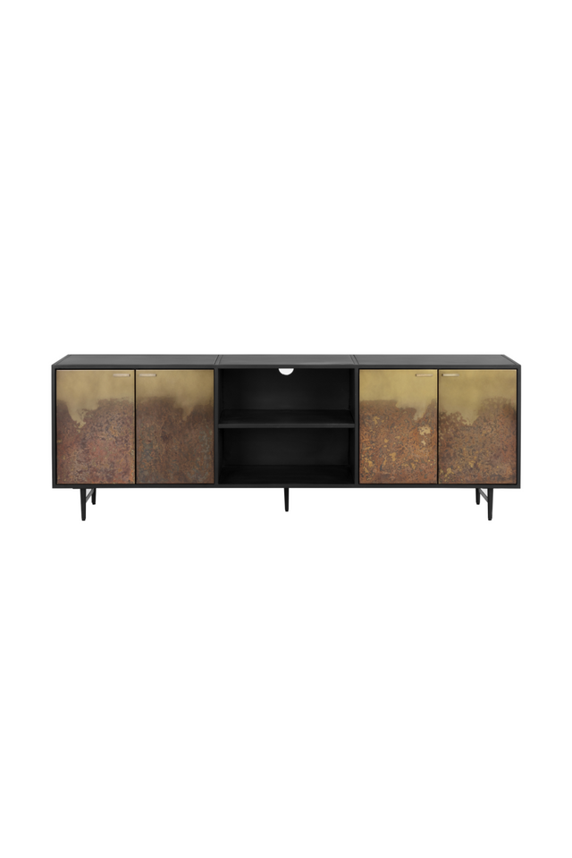 Modern European furniture - Antique Brass Patina 4-Door Cabinet - www.oroa.com