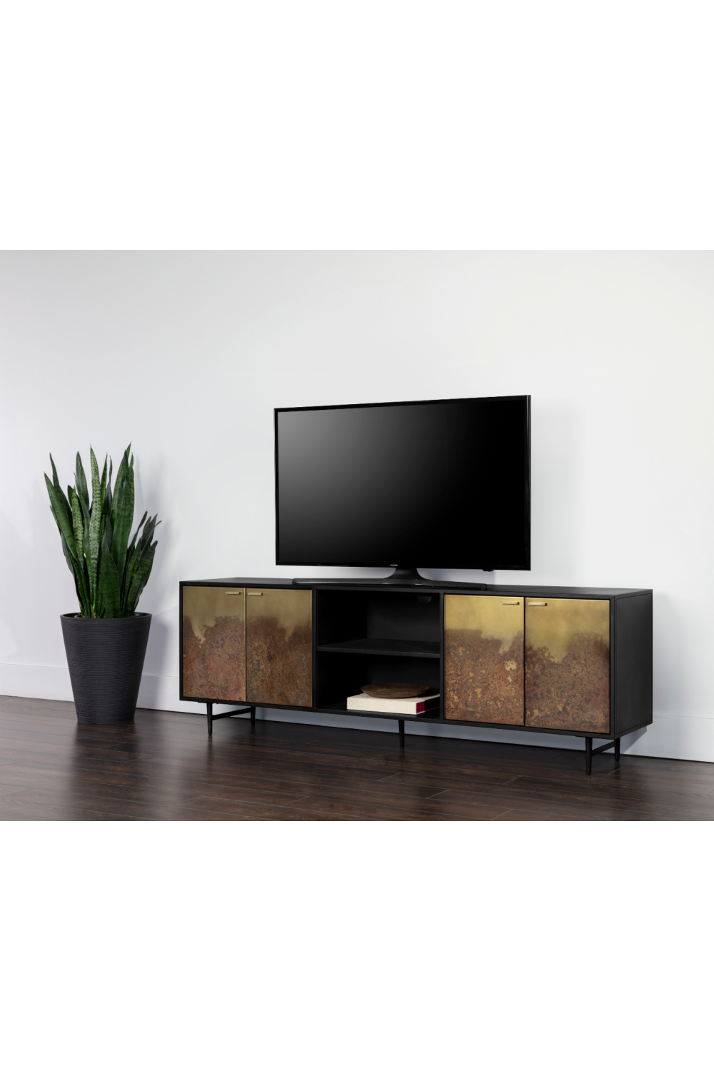   Modern European furniture - Antique Brass Patina 4-Door Cabinet - www.oroa.com | Oroa.com