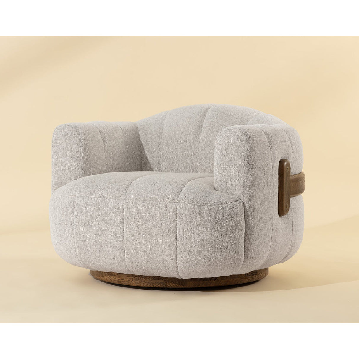 Modern European furniture - Cream Channeled Swivel Lounge Chair - www.oroa.com