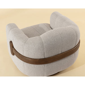 Modern European furniture - Cream Channeled Swivel Lounge Chair - www.oroa.com