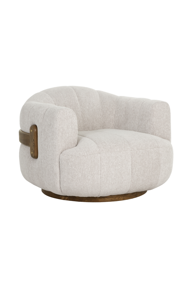 Modern European furniture - Cream Channeled Swivel Lounge Chair - www.oroa.com