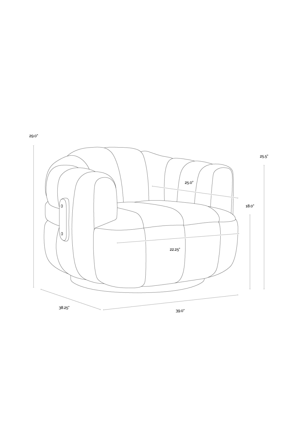 Modern European furniture - Cream Channeled Swivel Lounge Chair - www.oroa.com