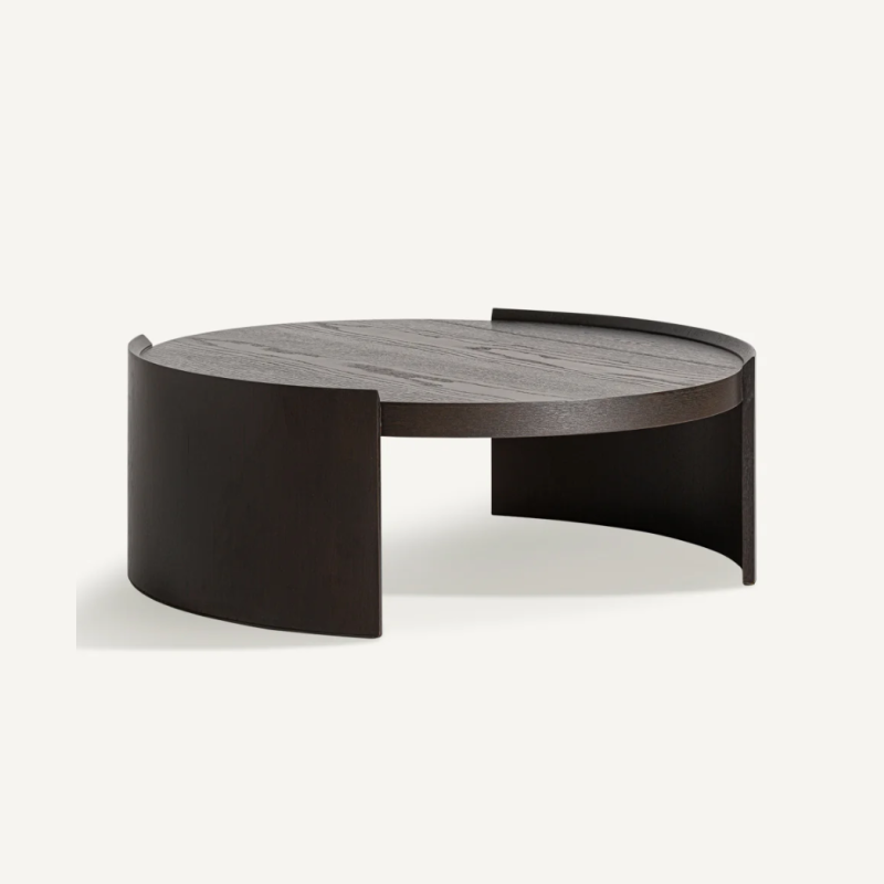 round dark wood coffee table